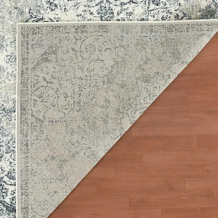 Cholet Ivory Blue Medallion Area Rug, 5x7