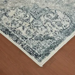 Cholet Ivory Blue Medallion Area Rug, 5x7