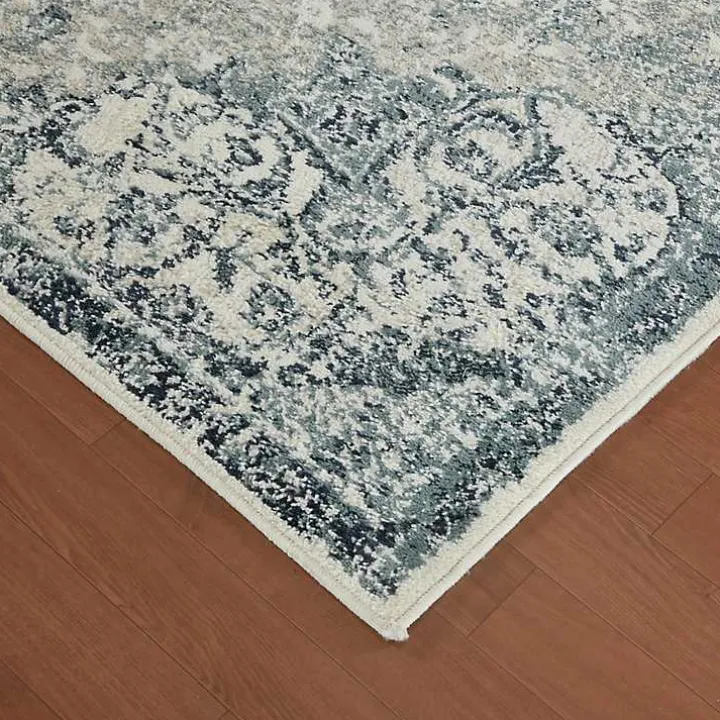 Cholet Ivory Blue Medallion Area Rug, 5x7