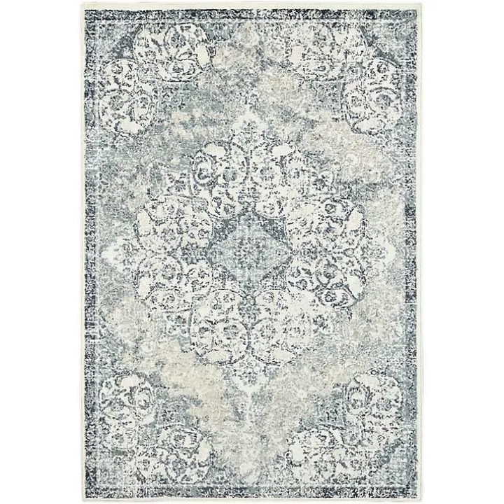 Cholet Ivory Blue Medallion Area Rug, 7x9