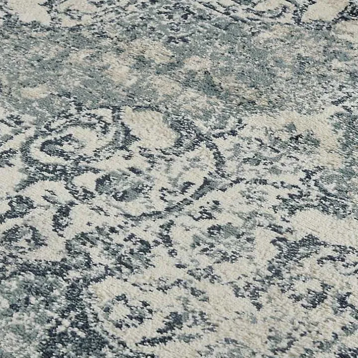 Cholet Ivory Blue Medallion Area Rug, 7x9