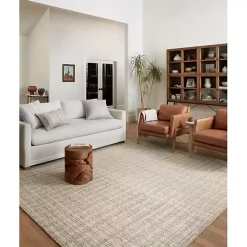 Chris Loves Julia x Loloi Polly Tan Grid Rug, 3x5