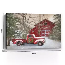 Christmas Barn & Truck Canvas Art Print, 48x32 in.