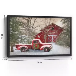 Christmas Barn & Truck Framed Canvas Art Print