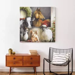 Christmas Barn Animals Canvas Art Print