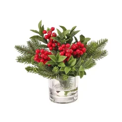 Christmas Berry & Pine Faux Water Arrangement