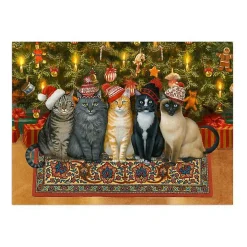 Christmas Cats in Knit Caps Canvas Art Print