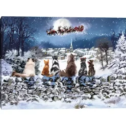 Christmas Cats Sleigh Canvas Art Print