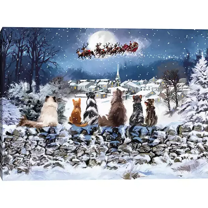 Christmas Cats Sleigh Canvas Art Print