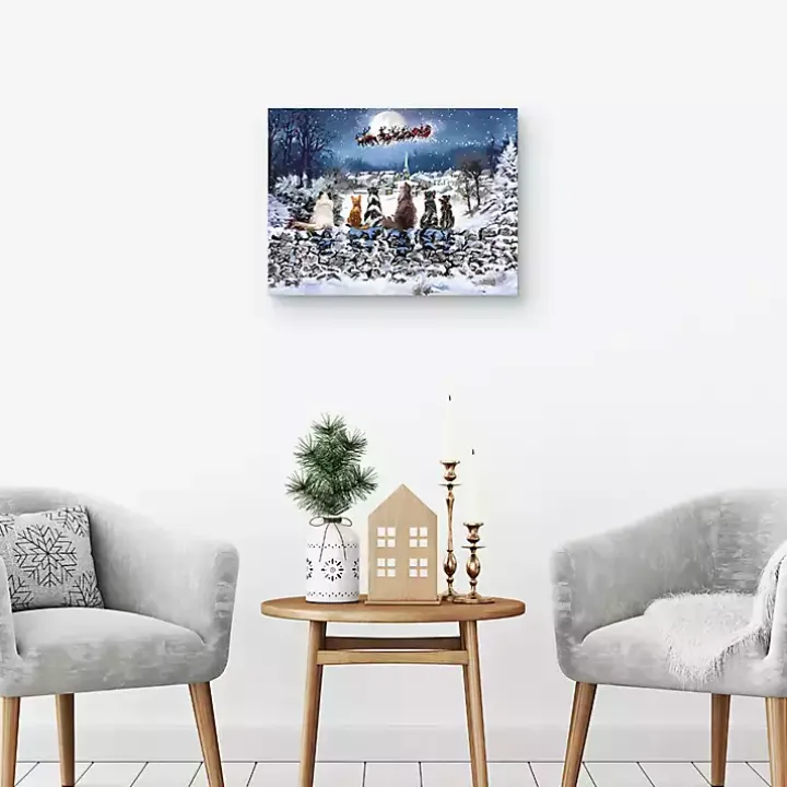 Christmas Cats Sleigh Canvas Art Print