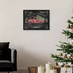 Christmas Chalkboard Truck Framed Canvas Art Print