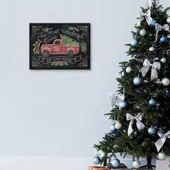 Christmas Chalkboard Truck Framed Canvas Art Print