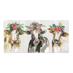 Christmas Cow Lineup Canvas Art Print
