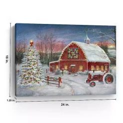 Christmas Cozy Barn Canvas Art Print, 18x24