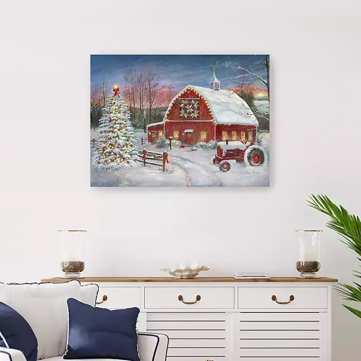 Christmas Cozy Barn Canvas Art Print, 24x30