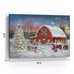 Christmas Cozy Barn Canvas Art Print, 24x30