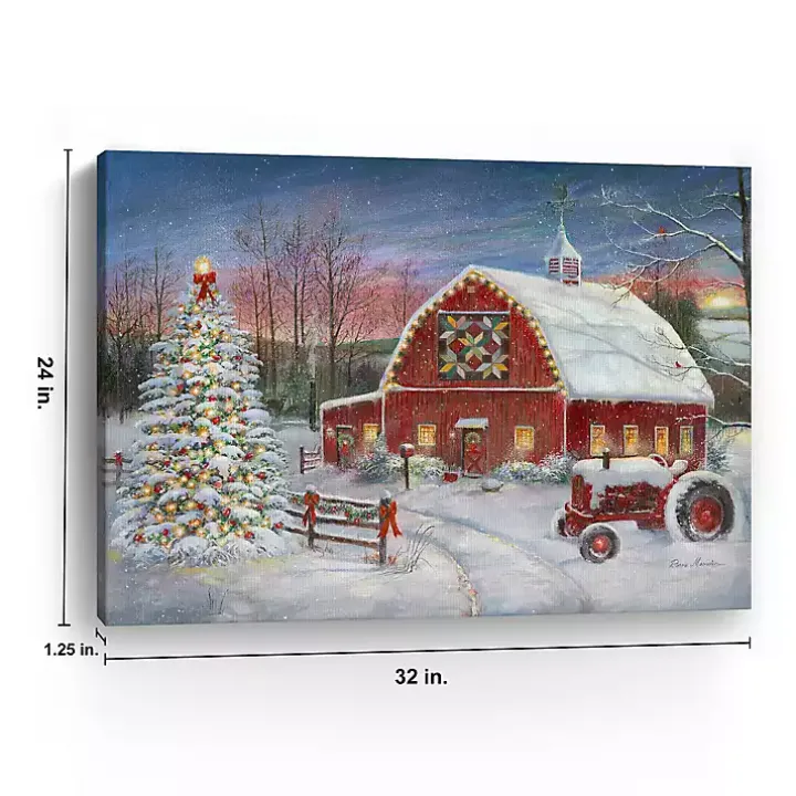 Christmas Cozy Barn Canvas Art Print, 24x30