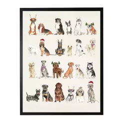 Christmas Dog Grid Framed Art Print