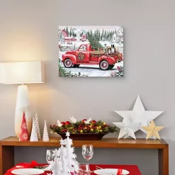 Christmas Dogs & Vintage Truck Canvas Art Print