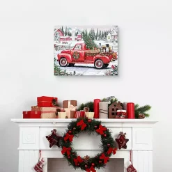 Christmas Dogs & Vintage Truck Canvas Art Print