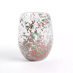 Christmas Glitter Stemless Wine Glass