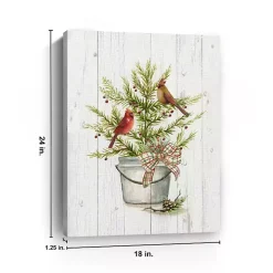 Christmas Pine with Cardinals Canvas Art Print