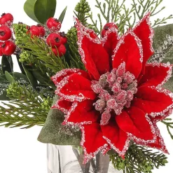 Christmas Poinsettia & Pine Faux Water Arrangement