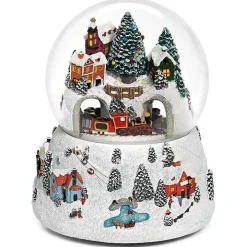 Christmas Rotating Train Musical Glitter Dome
