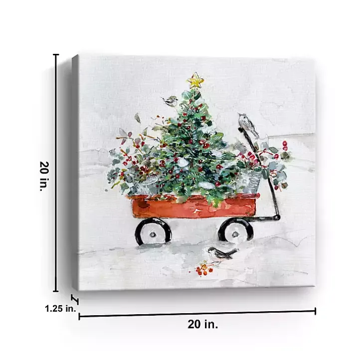 Christmas Tree in Red Wagon Canvas Art Print