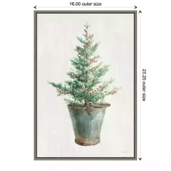 Christmas Tree Metal Pail Framed Canvas Art Print
