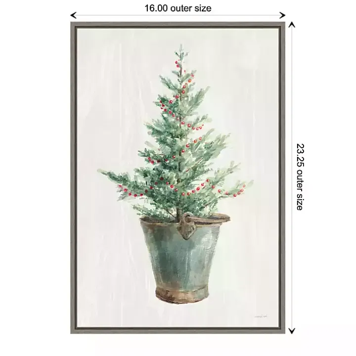 Christmas Tree Metal Pail Framed Canvas Art Print