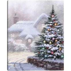 Christmas Tree Snowy Lane Canvas Art Print