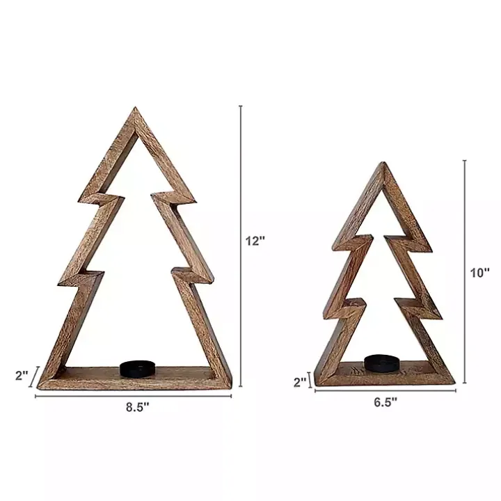 Christmas Tree Tealight Candle Holders, Set of 2