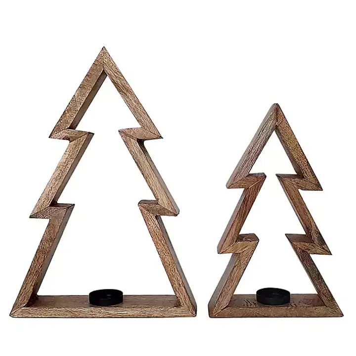 Christmas Tree Tealight Candle Holders, Set of 2