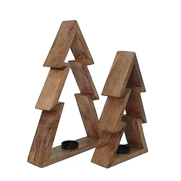 Christmas Tree Tealight Candle Holders, Set of 2