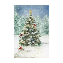 Christmas Tree with Cardinals Canvas Art Print