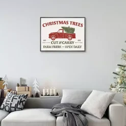 Christmas Trees Truck Framed Canvas Print