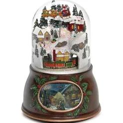 Christmas Village and Train Musical Glitter Dome