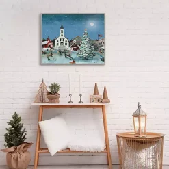 Christmas Village with Moon Christmas Wall Plaque
