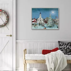 Christmas Village with Moon Christmas Wall Plaque