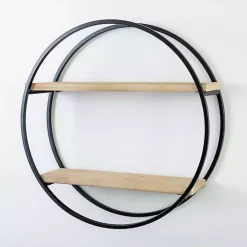 Circle Double Wood Wall Shelf, 25 in.