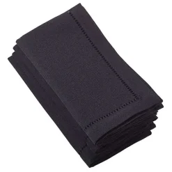 Classic Black Hemstitch Boarder Napkins, Set of 4