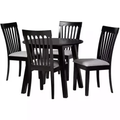 Classic Black Round Wood 5-pc. Dining Set