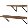 Classic Brown Wood Wall Shelves, Set of 2
