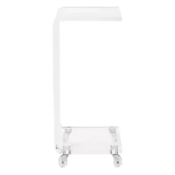 Clear Acrylic Curved Edge C-Table with Wheels