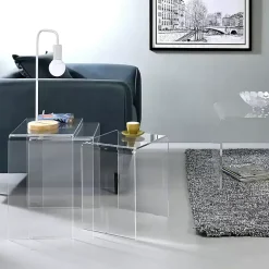 Clear Acrylic Curved Nesting Side Tables, Set of 3