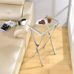 Clear Acrylic Folding TV Tray Tables, Set of 2