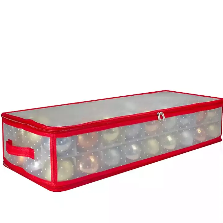 Clear and Red Zip 80-pc. Ornament Storage Box