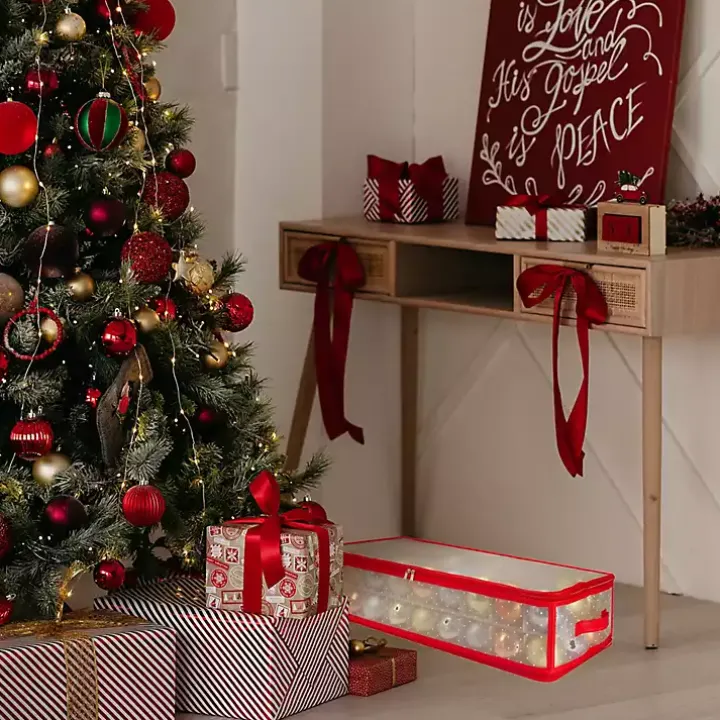 Clear and Red Zip 80-pc. Ornament Storage Box