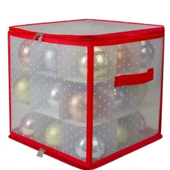 Clear and Red Zip 27-pc. Ornament Storage Box